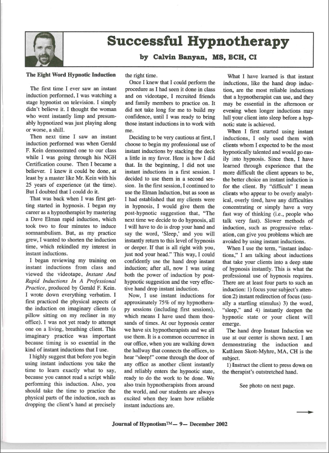 Journal of Hypnotism Vol 17 Number 4 Page 10